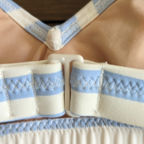 NWT J Crew blue n white stripe frilly bikini top - Picture 5 of 9